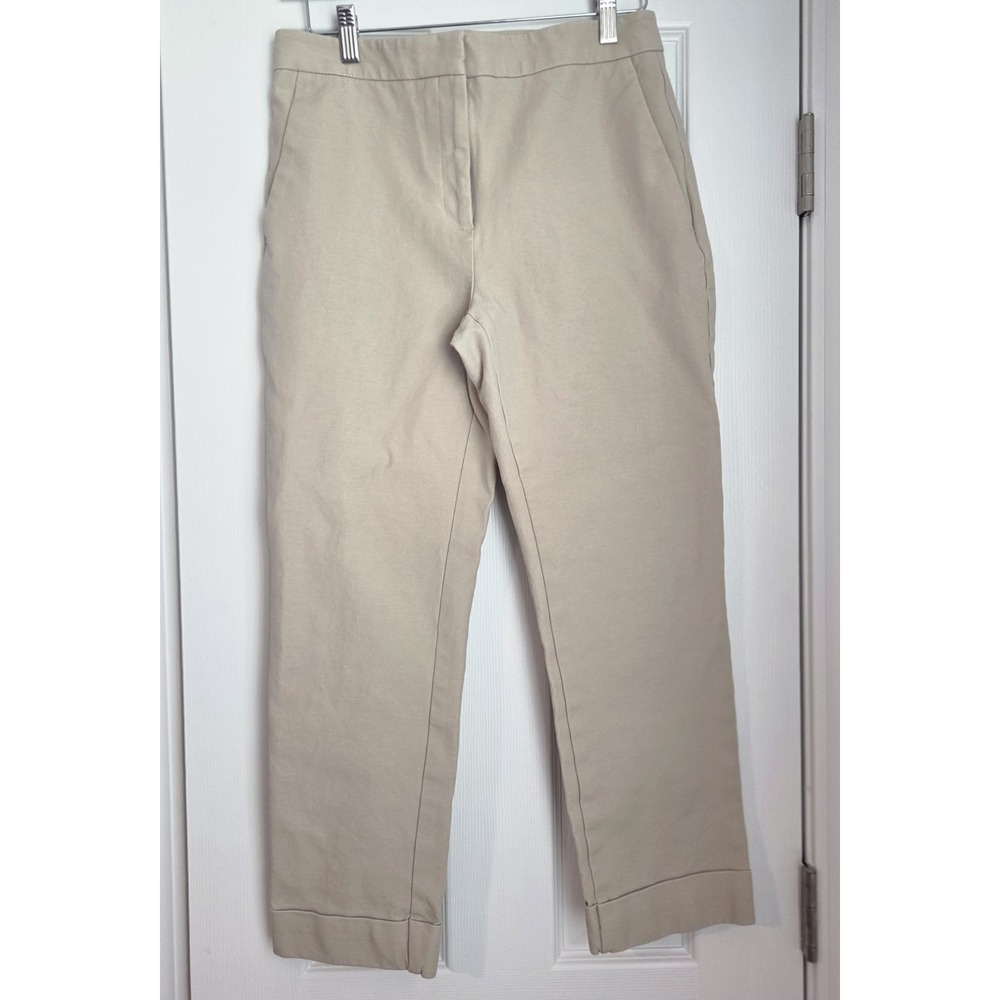 Ann Taylor Factory Cropped Pants Beige Khaki Cuffed Ankle Sz 4 Trousers/Normcore